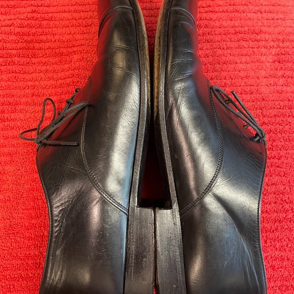 Prada Mens Leather Cap Toe Oxford Upper & Out Soles Lace Up Black Made In Italy - Picture 7 of 16